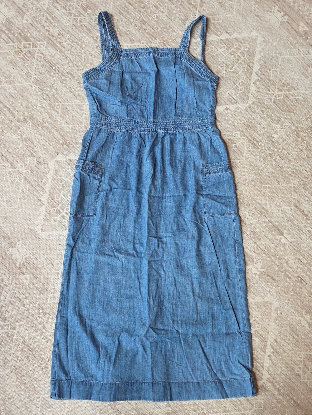 Madewell 100% Cotton Chambray Blue Casual Sundress with Pockets